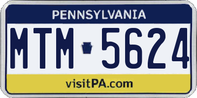PA license plate MTM5624
