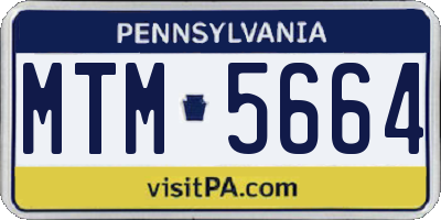 PA license plate MTM5664