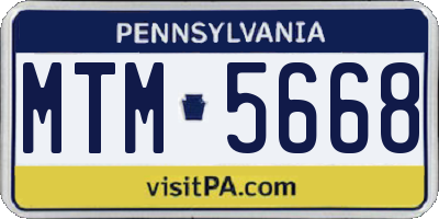 PA license plate MTM5668
