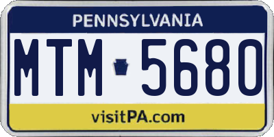 PA license plate MTM5680