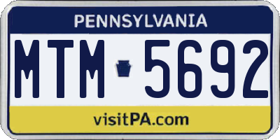 PA license plate MTM5692