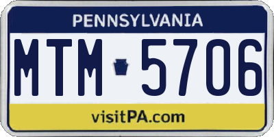 PA license plate MTM5706