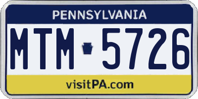 PA license plate MTM5726