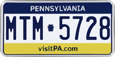 PA license plate MTM5728