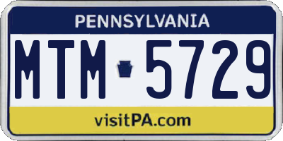 PA license plate MTM5729