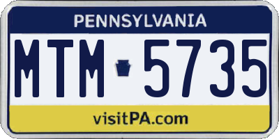 PA license plate MTM5735