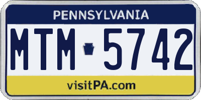 PA license plate MTM5742