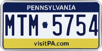PA license plate MTM5754