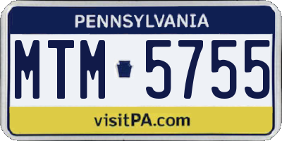 PA license plate MTM5755