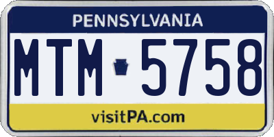 PA license plate MTM5758