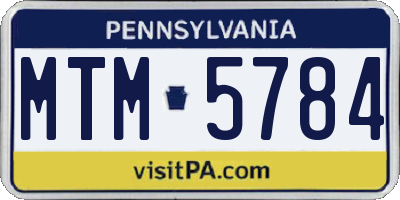 PA license plate MTM5784