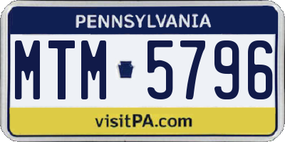 PA license plate MTM5796