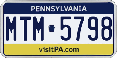 PA license plate MTM5798