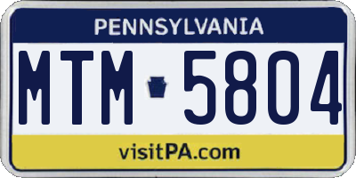 PA license plate MTM5804