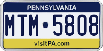 PA license plate MTM5808