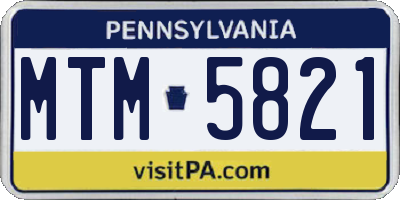 PA license plate MTM5821