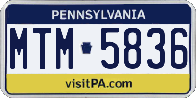 PA license plate MTM5836