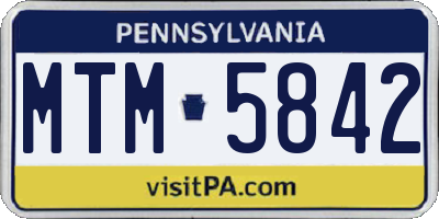 PA license plate MTM5842