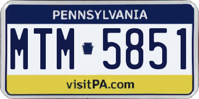 PA license plate MTM5851