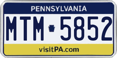 PA license plate MTM5852