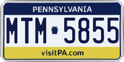 PA license plate MTM5855