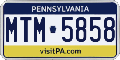 PA license plate MTM5858