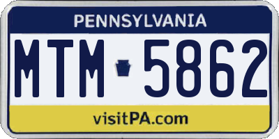PA license plate MTM5862