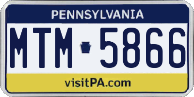 PA license plate MTM5866