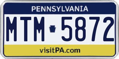 PA license plate MTM5872