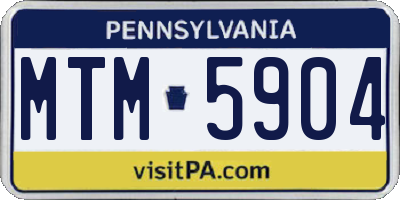 PA license plate MTM5904