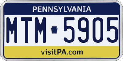 PA license plate MTM5905