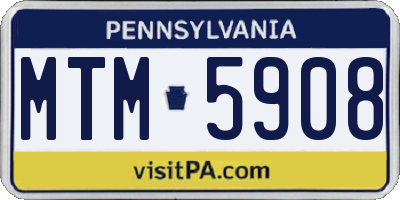 PA license plate MTM5908