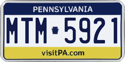 PA license plate MTM5921