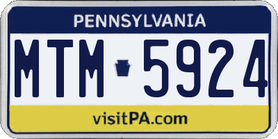 PA license plate MTM5924