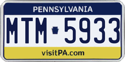 PA license plate MTM5933