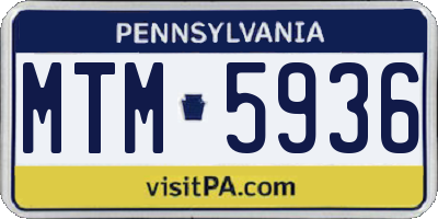 PA license plate MTM5936