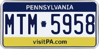 PA license plate MTM5958