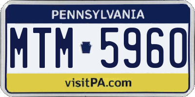 PA license plate MTM5960
