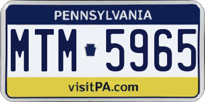 PA license plate MTM5965