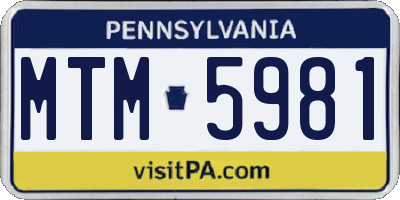PA license plate MTM5981