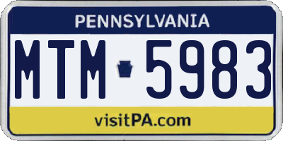 PA license plate MTM5983
