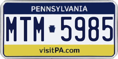 PA license plate MTM5985