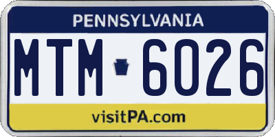 PA license plate MTM6026