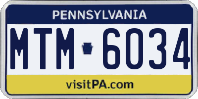PA license plate MTM6034