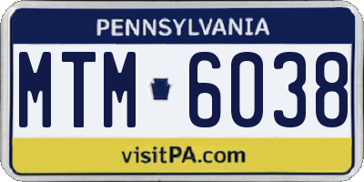 PA license plate MTM6038
