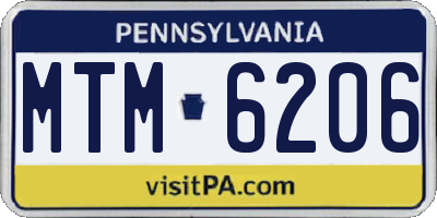 PA license plate MTM6206