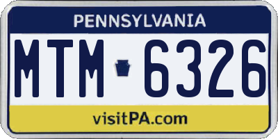 PA license plate MTM6326