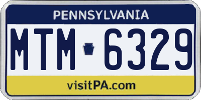 PA license plate MTM6329