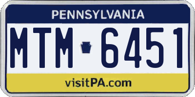 PA license plate MTM6451