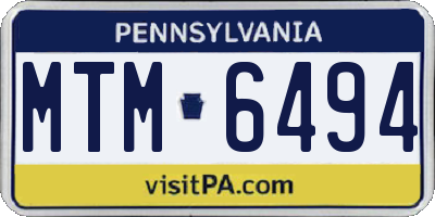PA license plate MTM6494